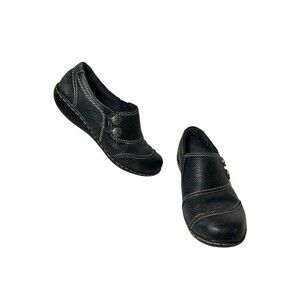 Clarks Bendables ASHLAND ALPINE Womens Size 5.5 Dark Navy Leather Loafers Shoes